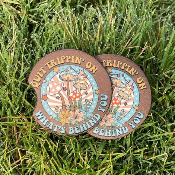 Quit Trippin Mushrom Car Coaster Set | Car Accessories - Picture 6 of 16